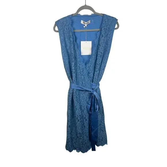 NWT Diane von Furstenberg Lace Wrap Dress, Oxford Blue Large Cocktail,  Party - threedaughtersproperties.com